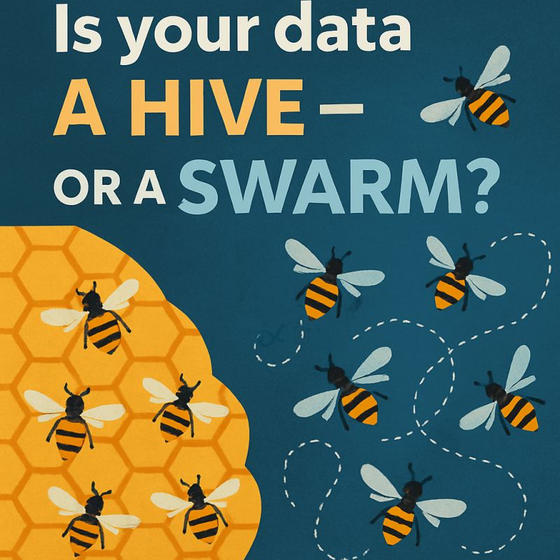 Illustration of bees flying over honeycomb and sky